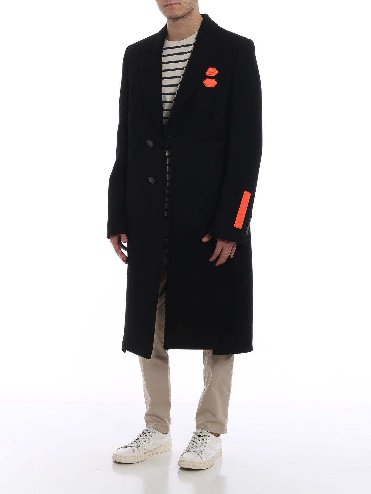 Off-White M Wool Men's Heavy Coat Rubber Logo Details