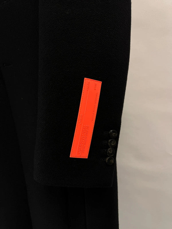 Off-White M Wool Men's Heavy Coat Rubber Logo Details