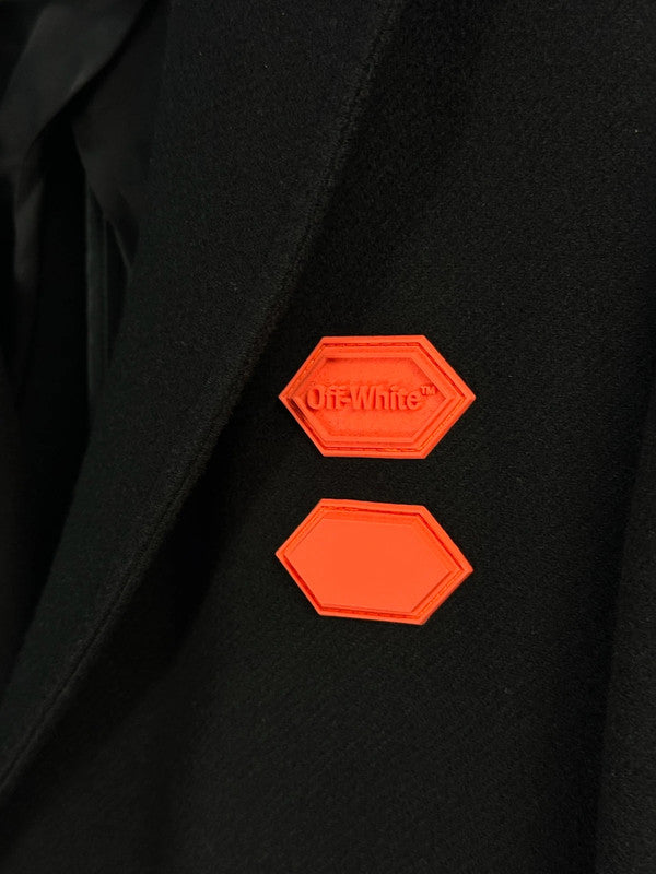 Off-White M Wool Men's Heavy Coat Rubber Logo Details