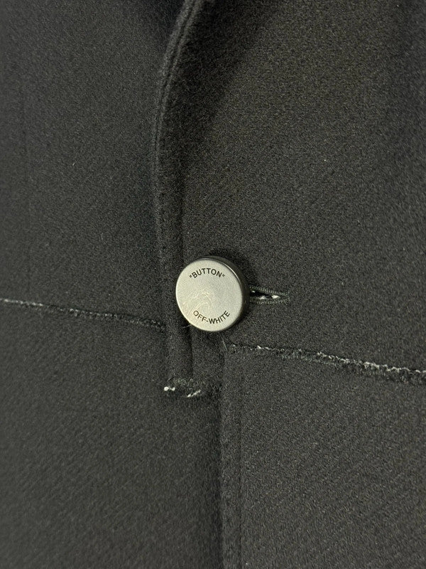 Off-White M Wool Men's Heavy Coat Rubber Logo Details