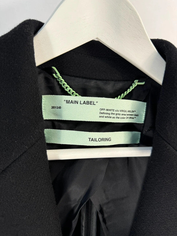 Off-White M Wool Men's Heavy Coat Rubber Logo Details