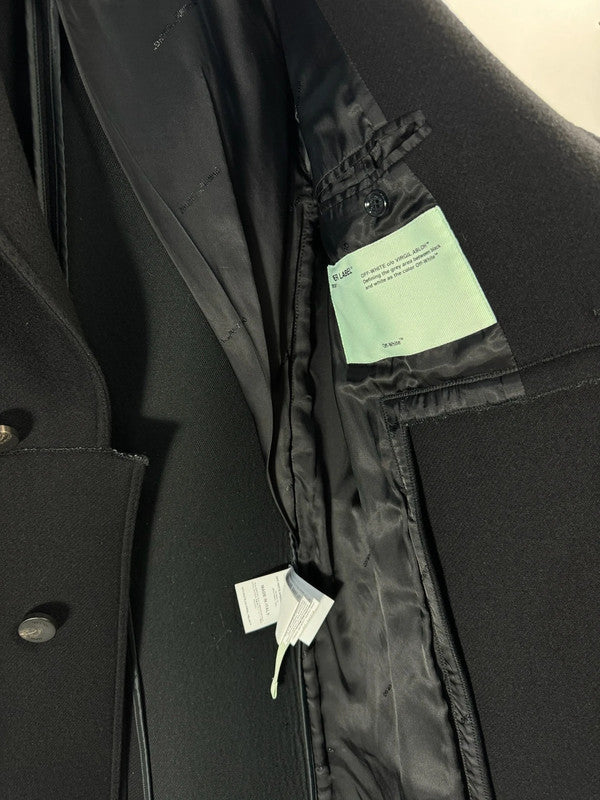 Off-White M Wool Men's Heavy Coat Rubber Logo Details