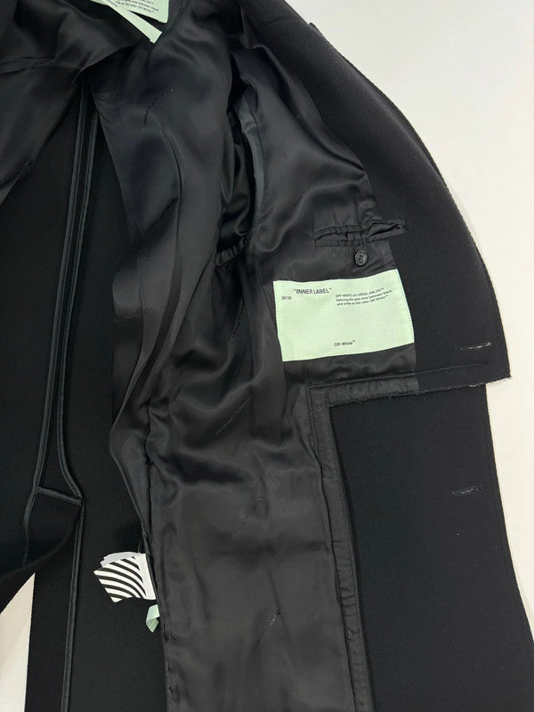 Off-White M Wool Men's Heavy Coat Rubber Logo Details