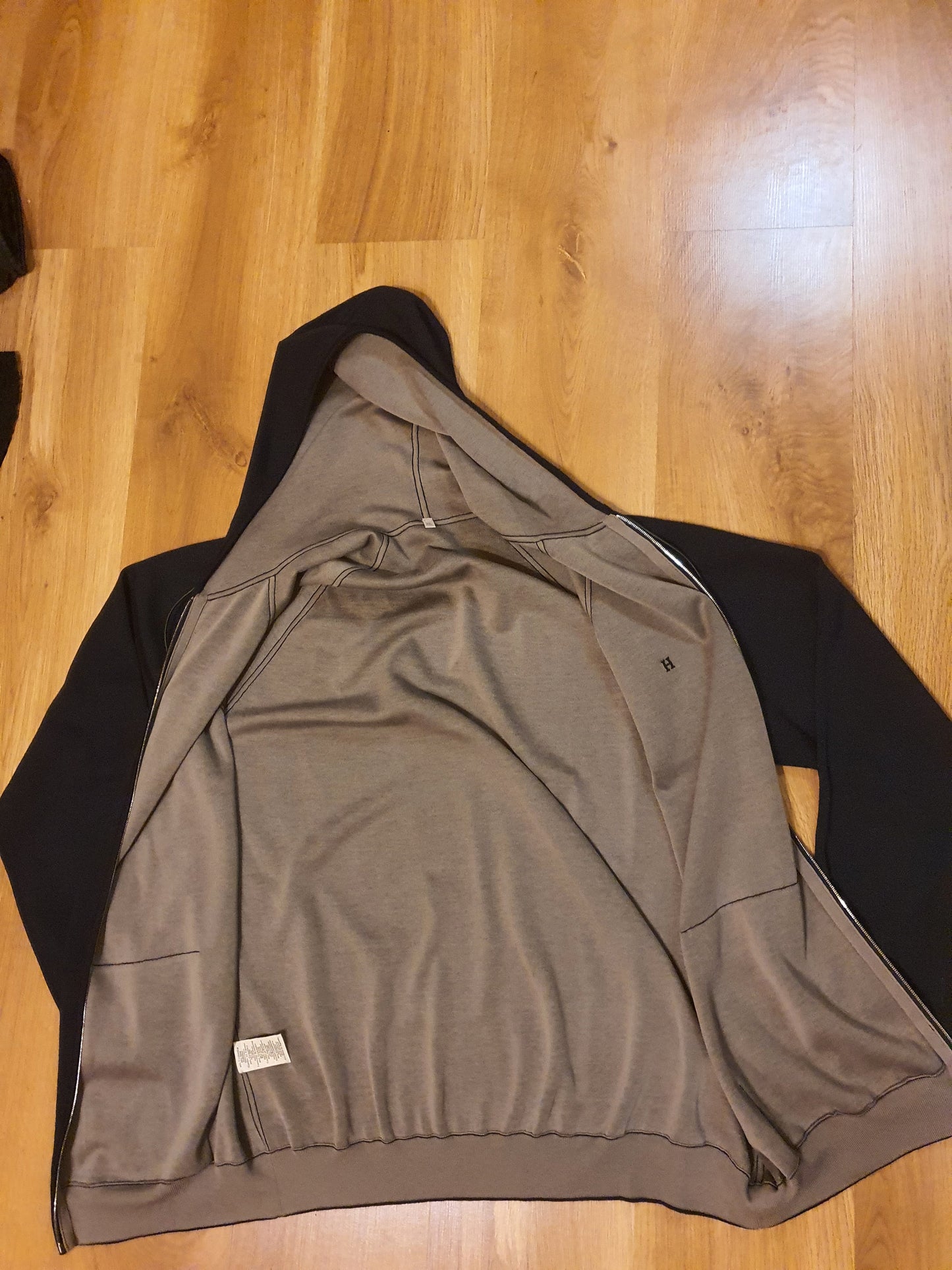 Hermes Cashmere Silk Zip Hooded Small Logo Sweatshirt Sweater Cardigan