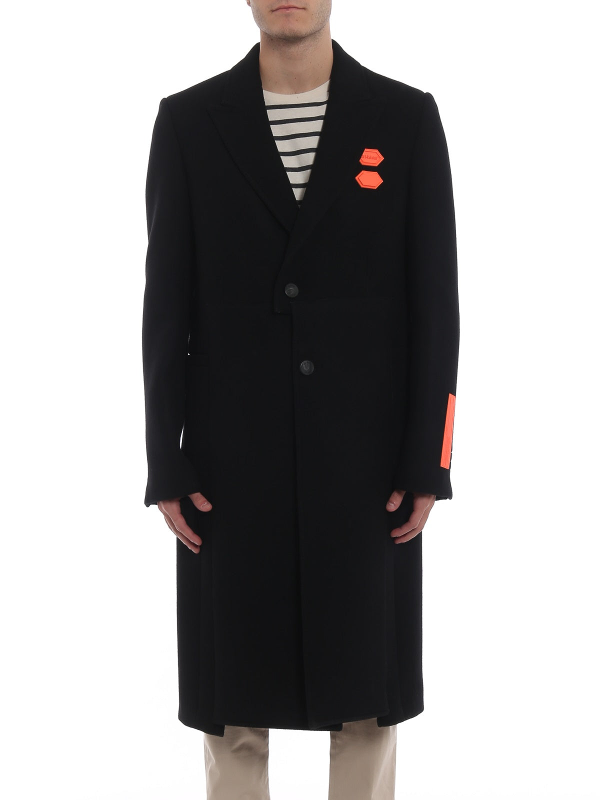 Off-White M Wool Men's Heavy Coat Rubber Logo Details