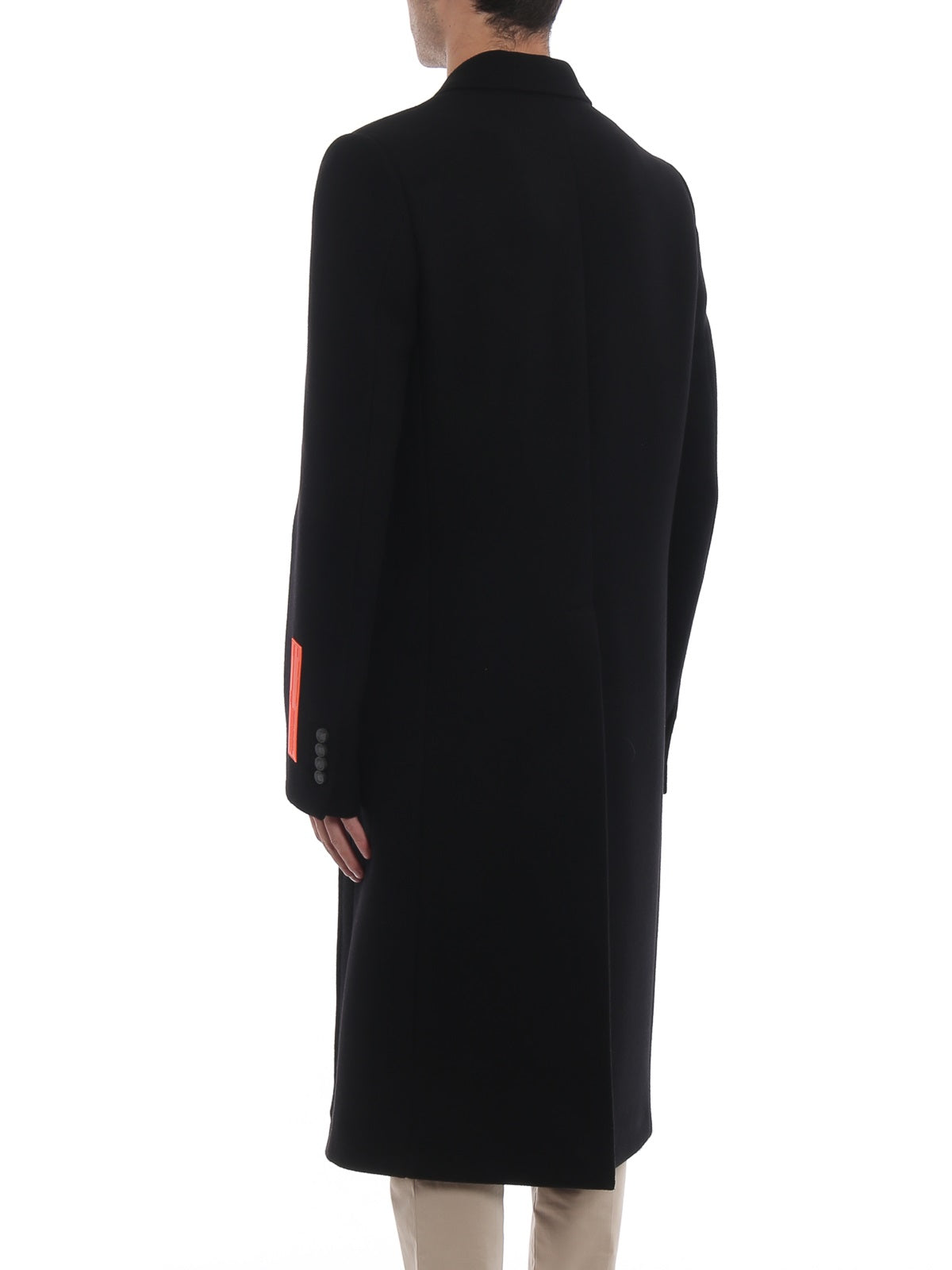 Off-White M Wool Men's Heavy Coat Rubber Logo Details