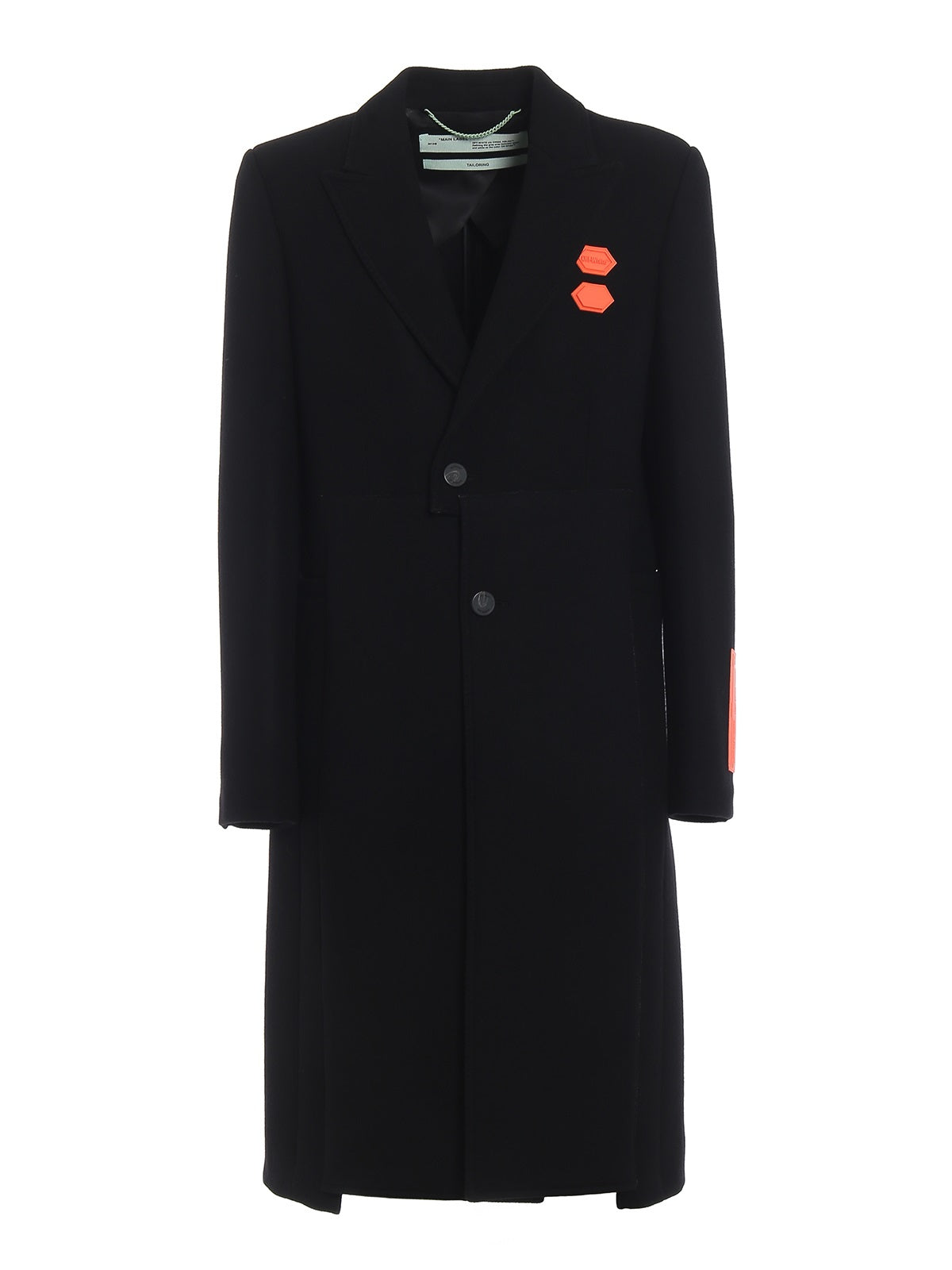 Off-White M Wool Men's Heavy Coat Rubber Logo Details